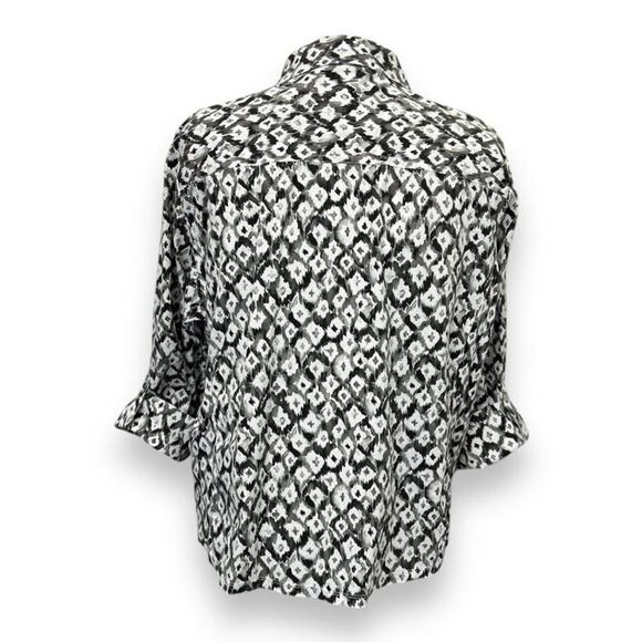Cathy Daniels Womens XXL Black & White Abstract Pattern Button-Up Shirt - Picture 4 of 9